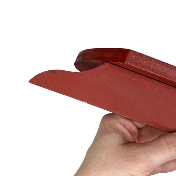 Red Hand Painted Snowy Snowmen Let It Snow Mini Hanging Sled Decor - Picture 7 of 10